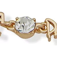 Gold Tone 16'' Crystal Logo Frontal Necklace