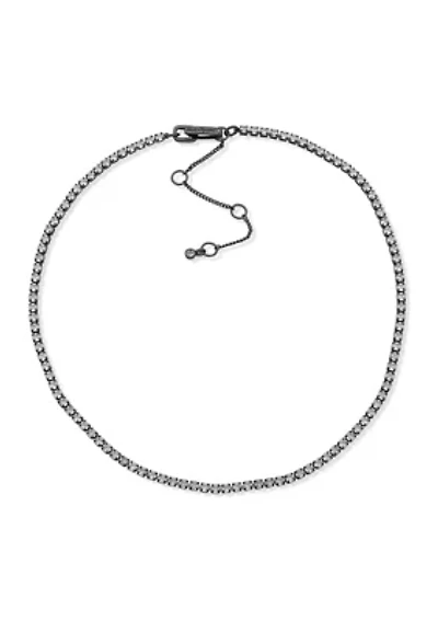 Hematite 16" Crystal Tennis Collar Necklace