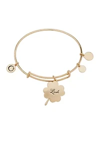 Gold Tone Green Luck Expandable Charm Bangle Bracelet