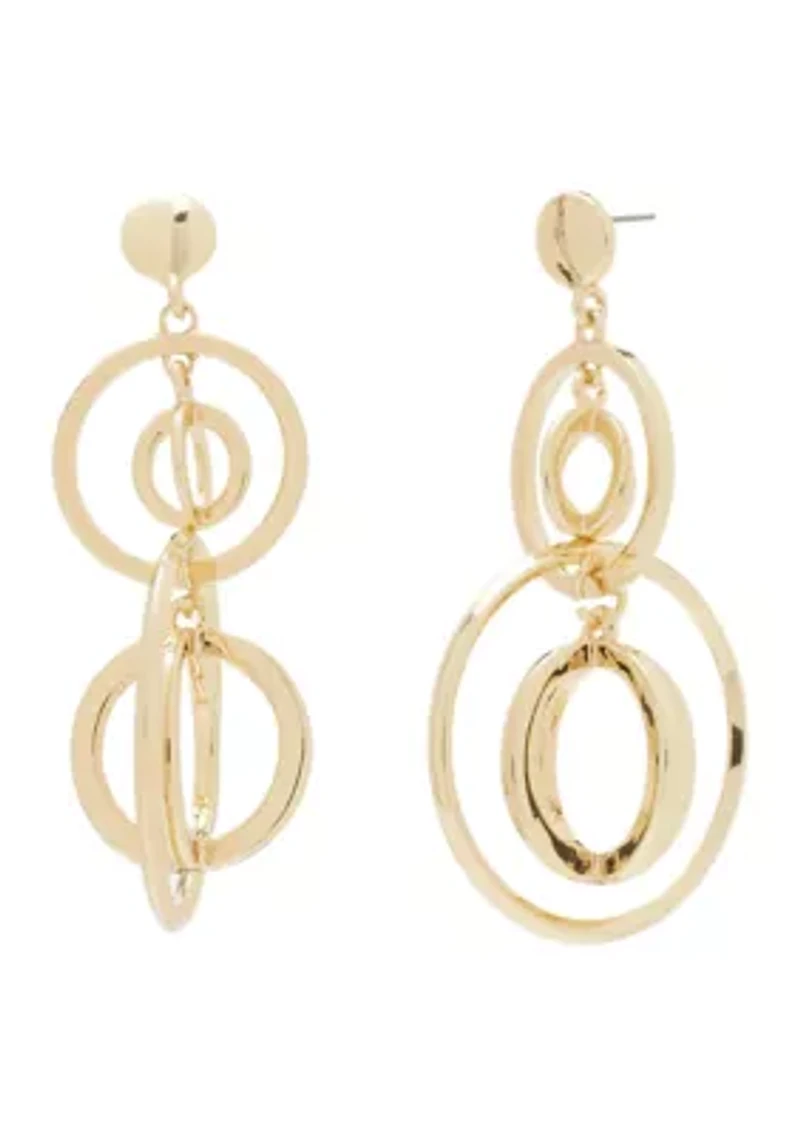 Gold Tone Circle Drop Earrings