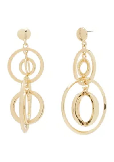 Gold Tone Circle Drop Earrings