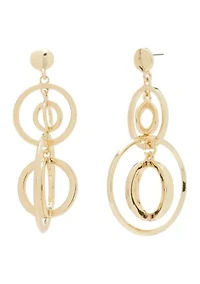 Gold Tone Circle Drop Earrings
