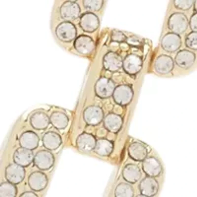 Gold Tone Oval Link with Crystal Station Necklace