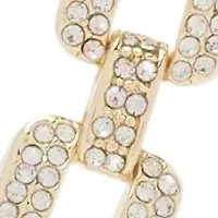 Gold Tone Oval Link with Crystal Station Necklace