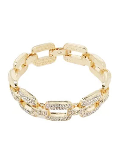 Gold Tone Crystal Link Pavé Bracelet