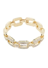 Gold Tone Crystal Link Pavé Bracelet