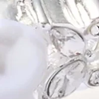 Silver Tone Marquise Stone Pearl Stretch Bracelet