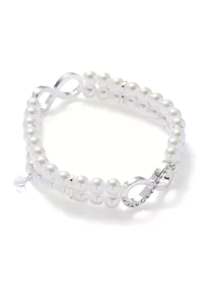 Crystal Butterfly White Beaded Stretch Bracelet