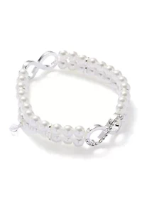Crystal Butterfly White Beaded Stretch Bracelet