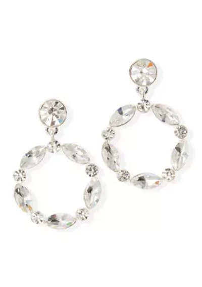 Crystal Round Drop Post Earrings