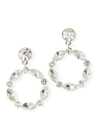 Crystal Round Drop Post Earrings