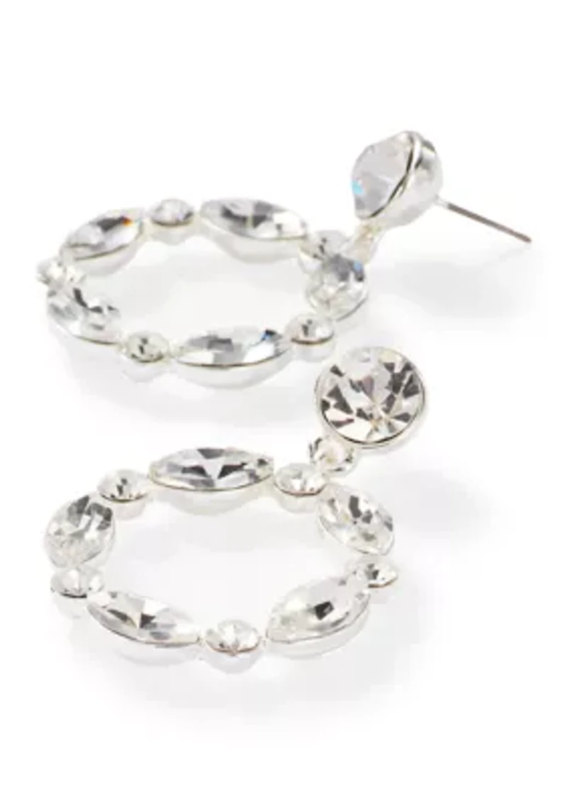 Crystal Round Drop Post Earrings