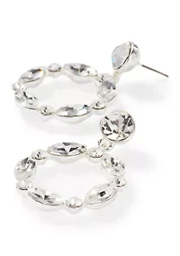 Crystal Round Drop Post Earrings