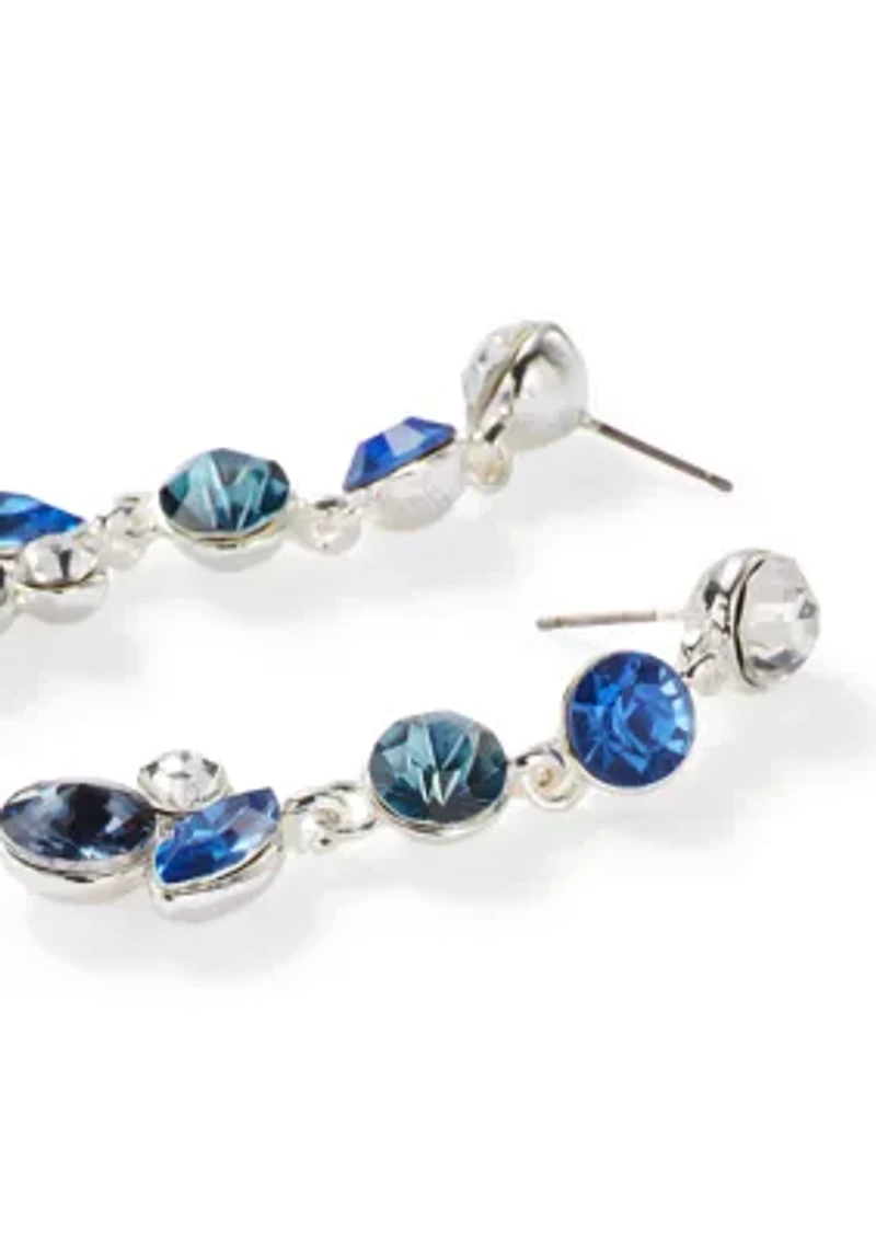 Round Stone Linear Post Earrings