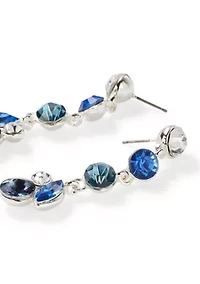 Round Stone Linear Post Earrings