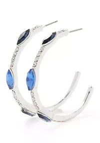 Marquise Stone C Hoop Earrings