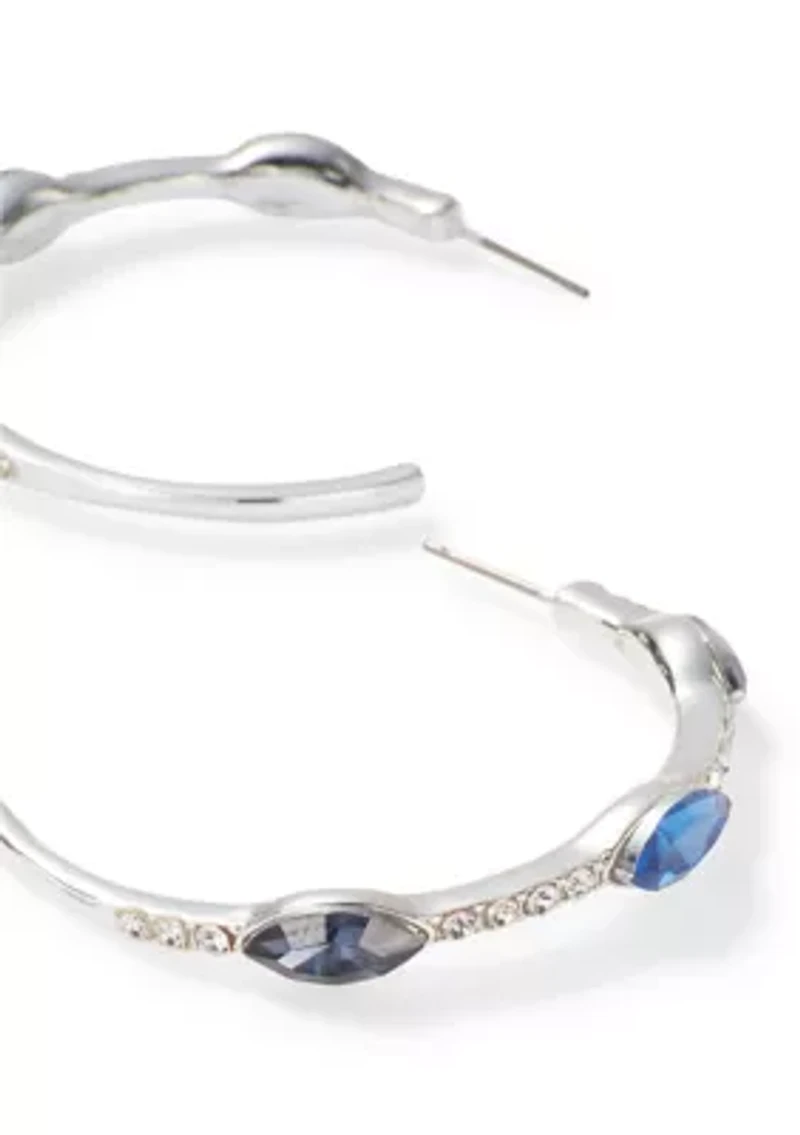 Marquise Stone C Hoop Earrings