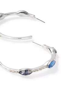 Marquise Stone C Hoop Earrings