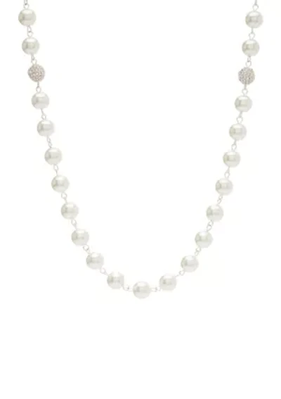 Silver Tone 34'' Fireball Pearl Strand Necklace