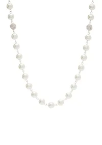 Silver Tone 34'' Fireball Pearl Strand Necklace