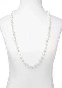 Silver Tone 34'' Fireball Pearl Strand Necklace