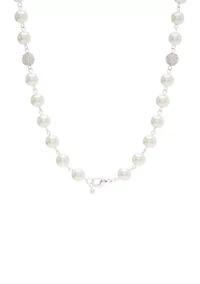 Silver Tone 34'' Fireball Pearl Strand Necklace