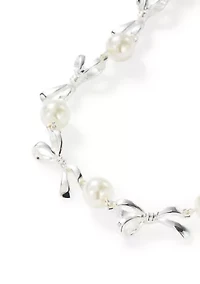 Bow and Pearl Collar Necklace