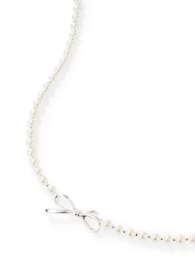 Pearl with Bow Pendant Necklace
