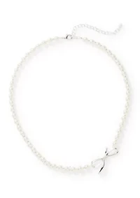Pearl with Bow Pendant Necklace