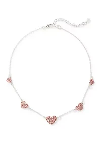 Pavé Heart Station Necklace