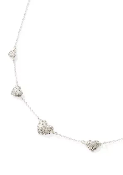 Pavé Heart Station Necklace