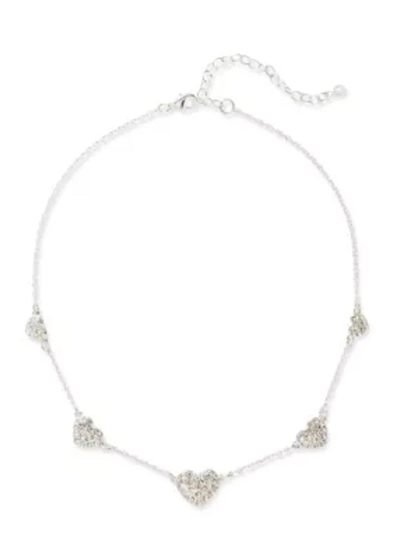 Pavé Heart Station Necklace