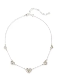Pavé Heart Station Necklace