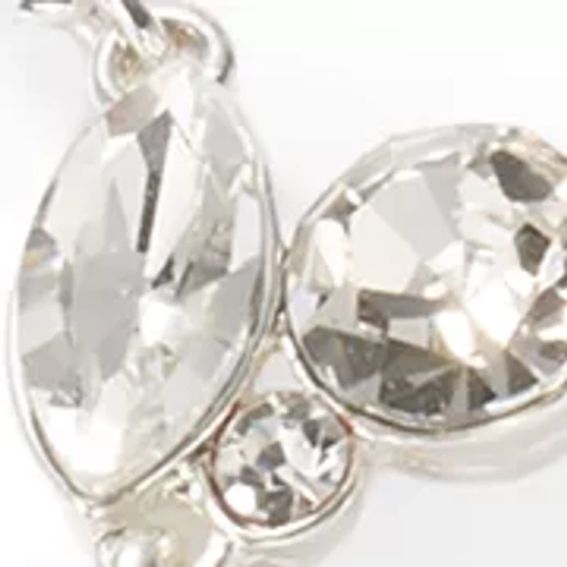 Pear Stone Y-Neck Silver Tone Necklace