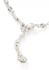 Pear Stone Y-Neck Silver Tone Necklace