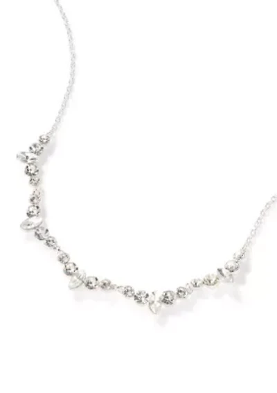 Crystal Frontal Silver Tone Necklace