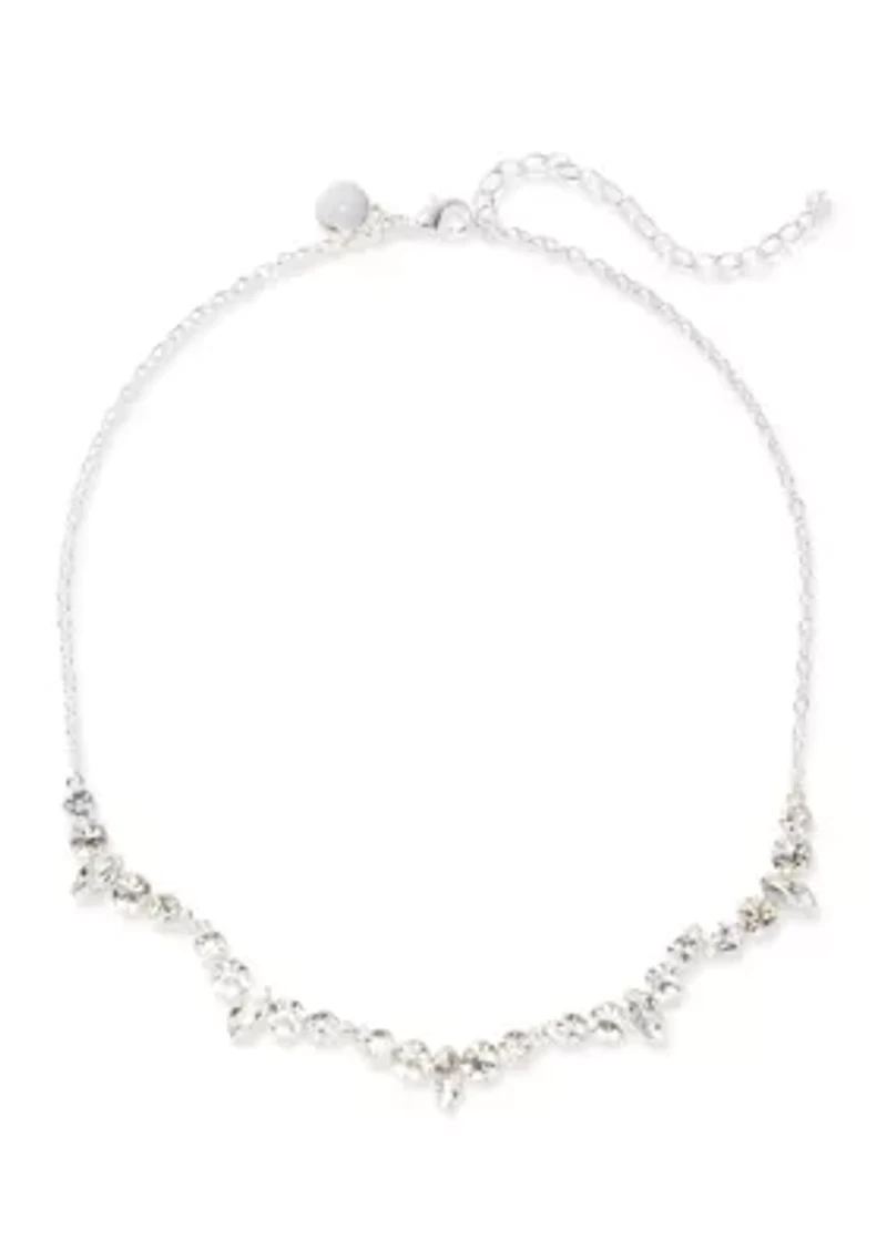 Crystal Frontal Silver Tone Necklace