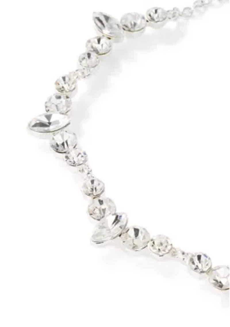 Crystal Frontal Silver Tone Necklace