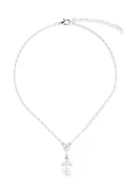  Crystal Pearl Pendant Necklace and Earring Set