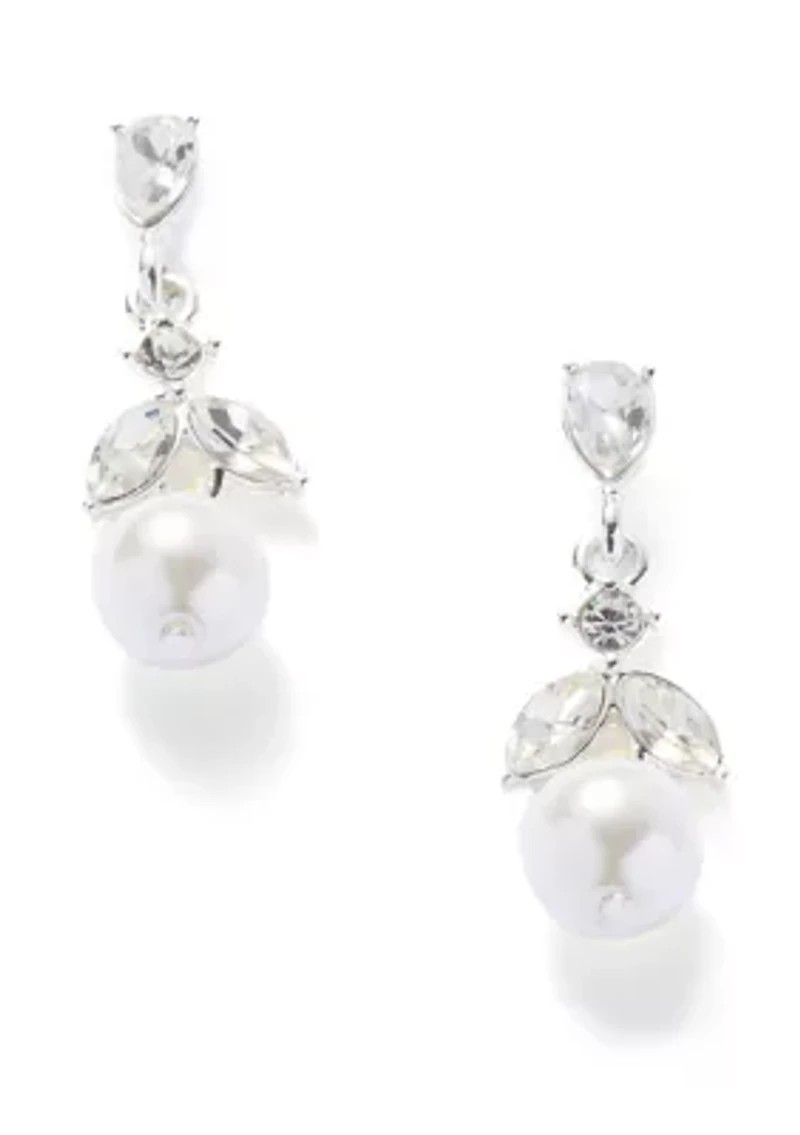  Crystal Pearl Pendant Necklace and Earring Set