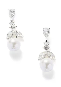  Crystal Pearl Pendant Necklace and Earring Set