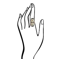 Double Up Blue Turquoise and Black Onyx Golden Ring