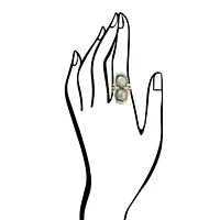 Double Up Blue Turquoise Golden Shield Ring