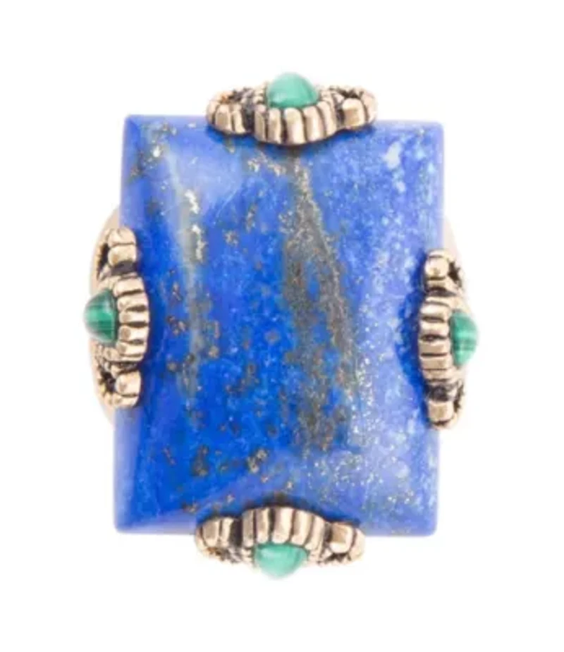 Barse Jewelry Prismatic Blue Lapis and Malachite Golden Ring