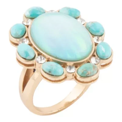 Aurora Blue Opal Golden Statement Ring