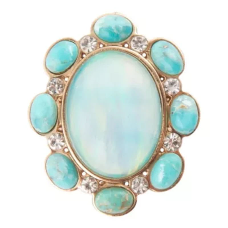 Aurora Blue Opal Golden Statement Ring
