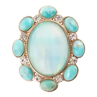Aurora Blue Opal Golden Statement Ring