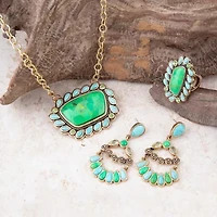 Legacy Lime Green and Blue Turquoise Golden Statement Ring