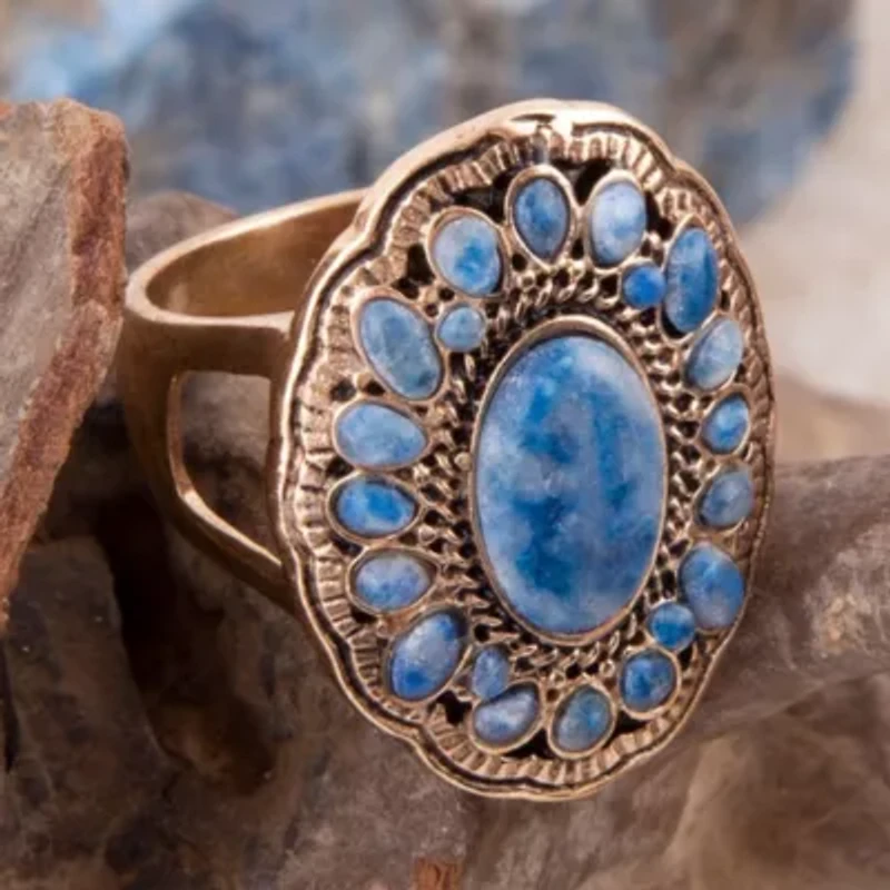 Concho Denim Blue Lapis Golden Ring