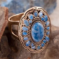 Concho Denim Blue Lapis Golden Ring